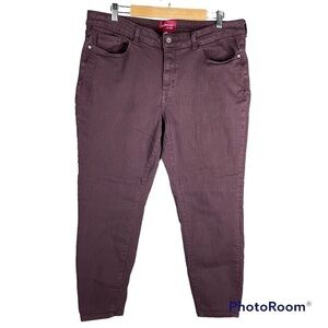 DELANCEY Studio Wine Colored Stretchy Skinny Jeans